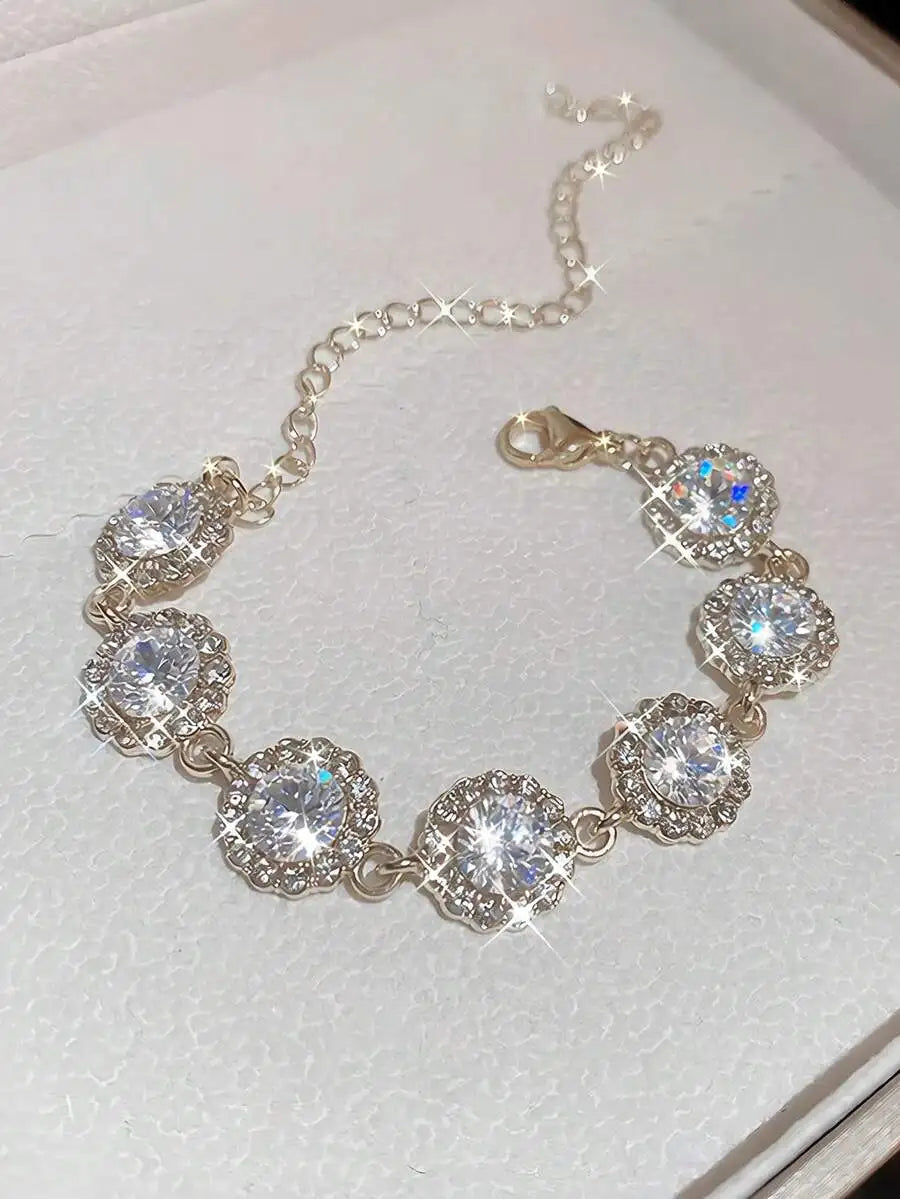 Elegant Rainbow Crystal Charm Bracelet For Women