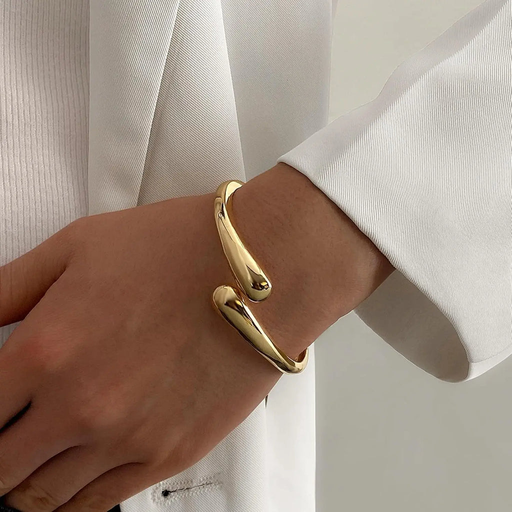 Gold Bangle Bracelets for Women Trendy Gold Irregular Statement Cuff Bracelet