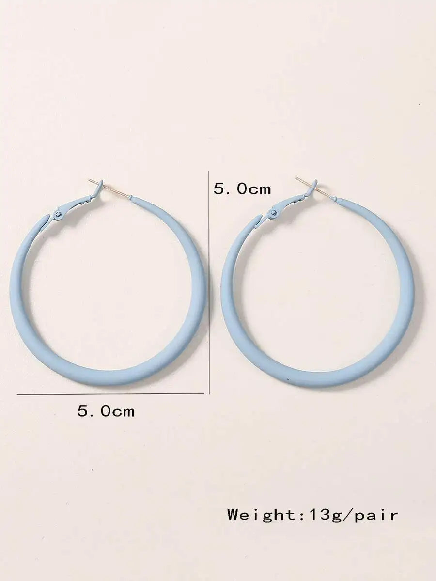 1pair European And American Style Simple Geometric Round Open Painted Hoop Earrings For Women