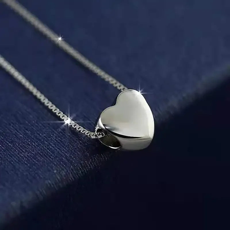 Popular 925 Sterling Silver Heart Necklace For Women Fine Jewelry