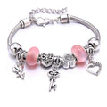 Pink Butterfly Charm Bracelet Snake Chain Lobster Clasp Beaded Bangle