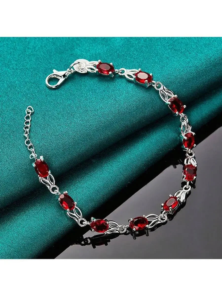 Red Crystal Chain Bracelet For Women