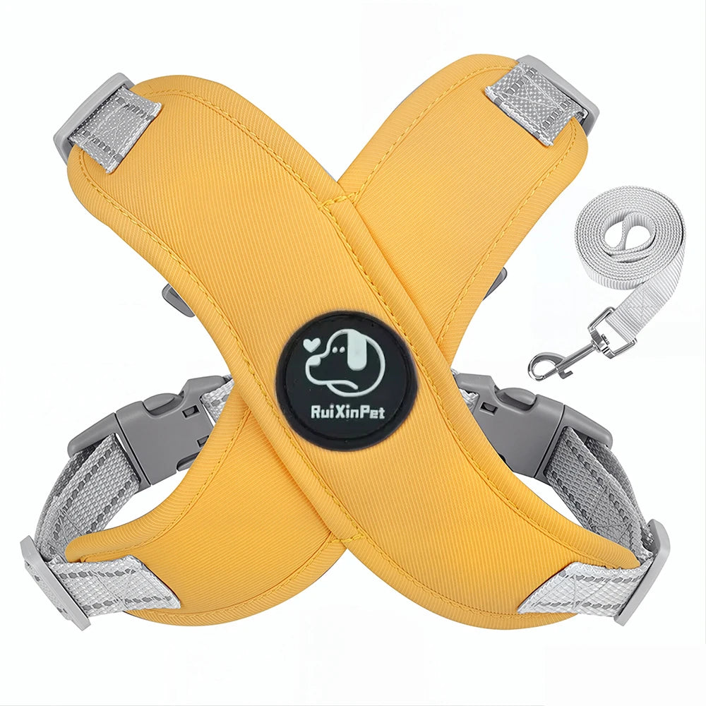 Dog Harness Leash Set Reflective Adjustable Pet Vest Harness with Metal D Ring Breathable