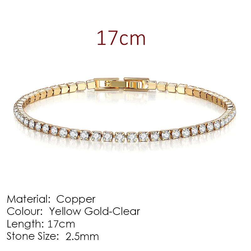 Fashion 2.5mm Zirconia Tennis Bracelet for Women Crystal Charm Designer