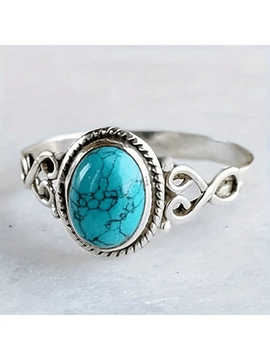 Boho Chic Turquoise Stone Ring Vintage Design For Daily Wear