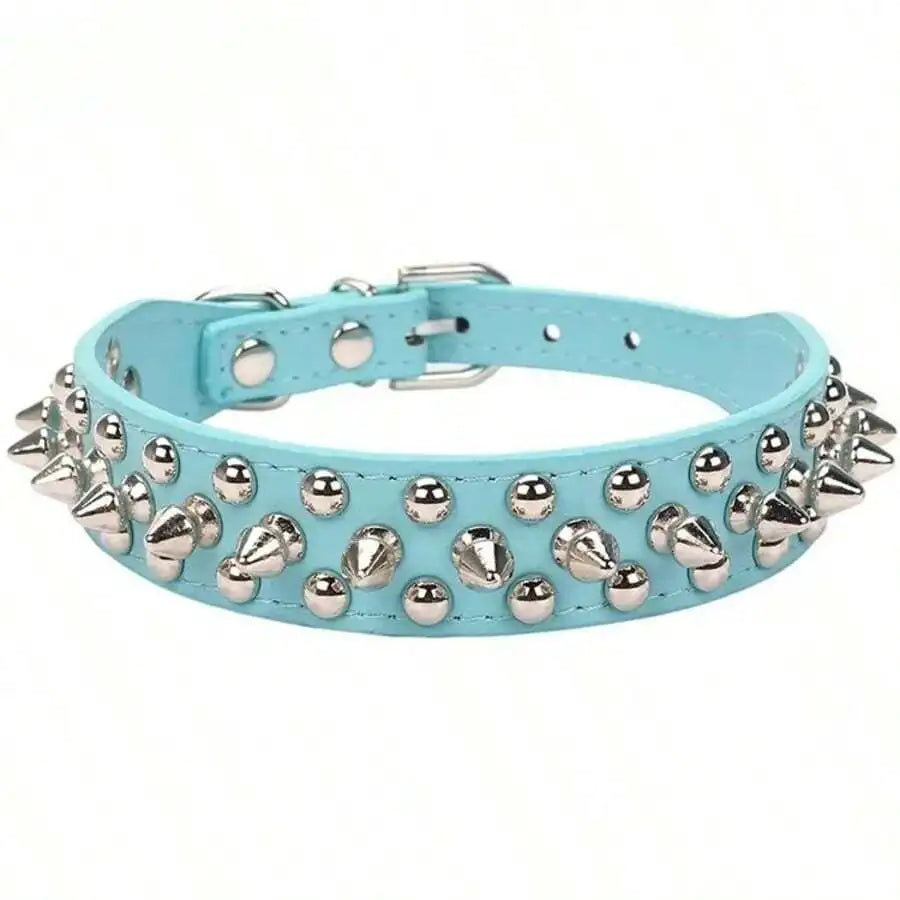 Pet Dog Collar Adjustable Leather Neck Strap  PU Leather Punk Rivet Spiked Dog Collar