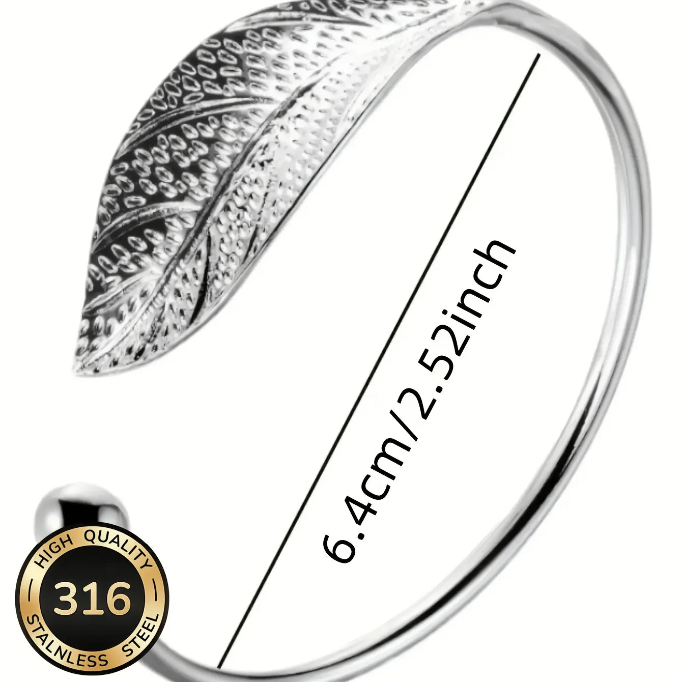 Ladies' elegant leaf-shaped bracelet, 316 stainless steel - suitable for daily wear