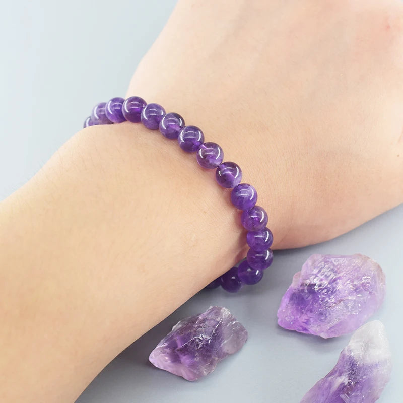 New Amethust Bracelet Made of Real Natural Stone Beads Bracelet