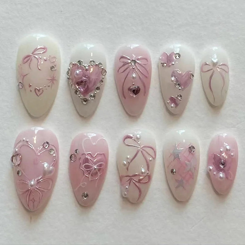 24Pcs/set Sweet Bow False Nails Press On Nails