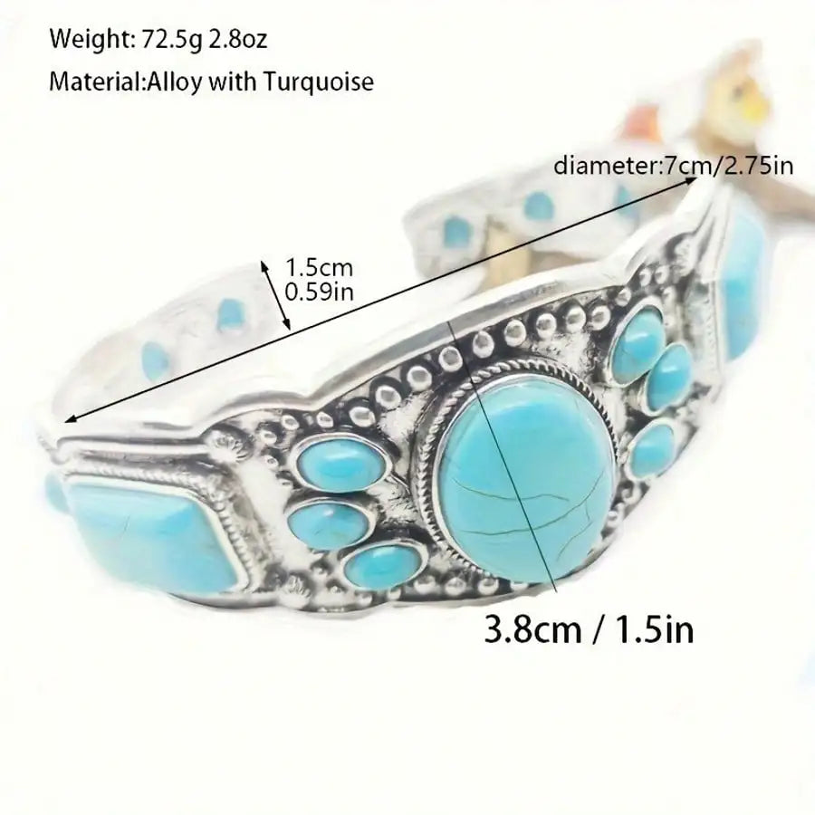 Elegant Retro Bohemian Natural Turquoise Bracelet  for Woman Exquisite Accessories