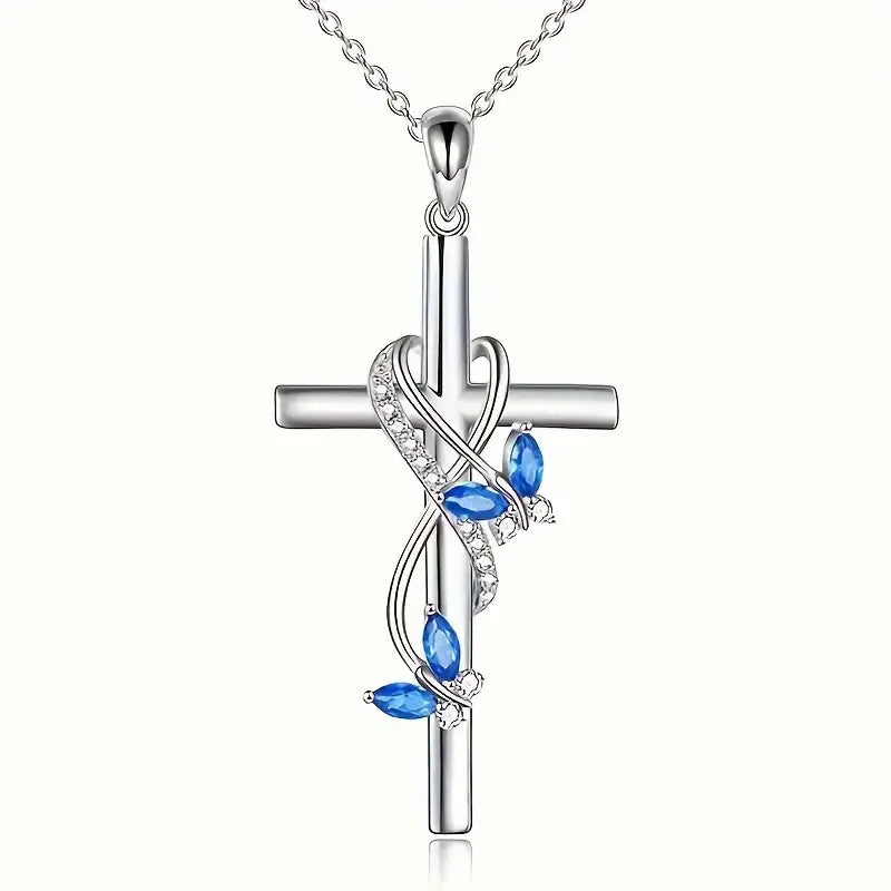 Stylish Exquisite Women's Necklace Elegant Butterfly Angel Wings Cross Pendant Necklace