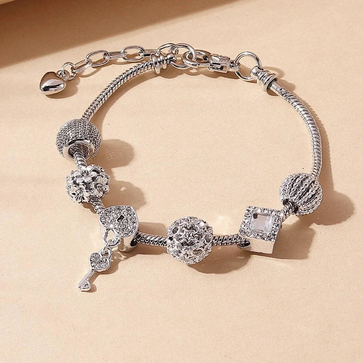 Cute Women Multi-Element Beaded Love Charm Bracelet