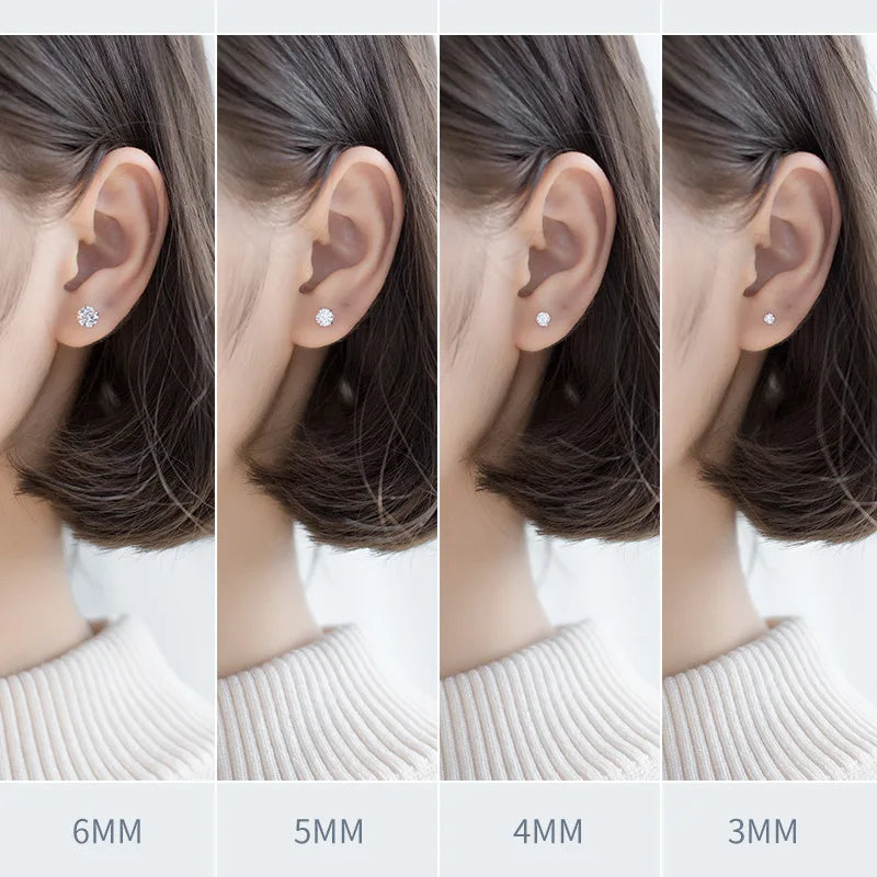 Moissanite Color S925 Sterling Silver Stud Earrings for Woman