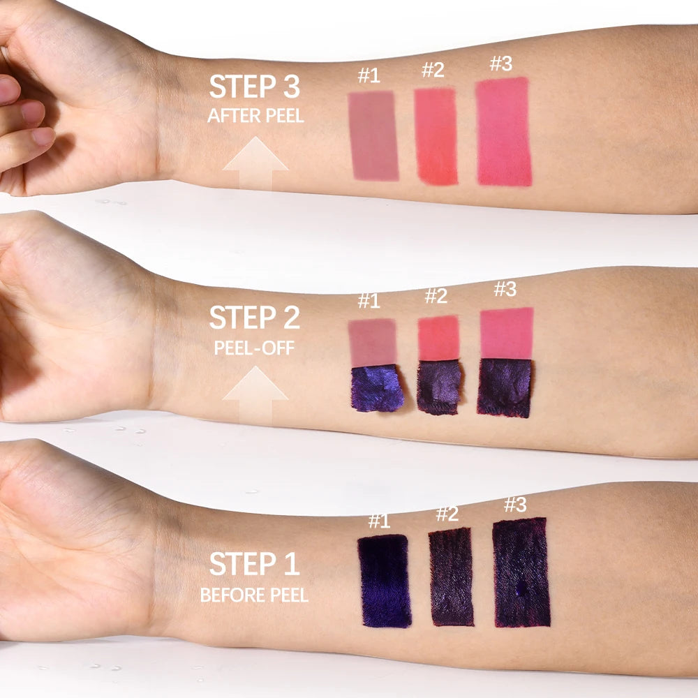 Peel Off Lip Stain 3 Colors Reveal Long Lasting Waterproof
