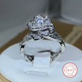 Gorgeous 925 Sterling Silver InterTwined Three-Dimensional Rose Ring White Zircon