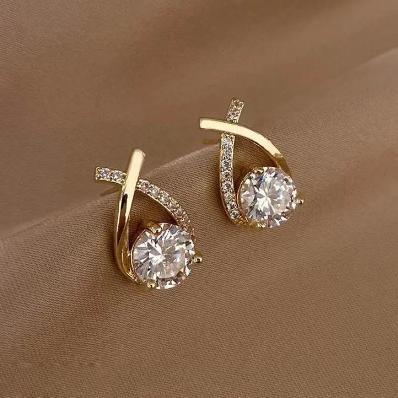 925 Silver Needle Fashion Zircon Geometric Earrings For Women