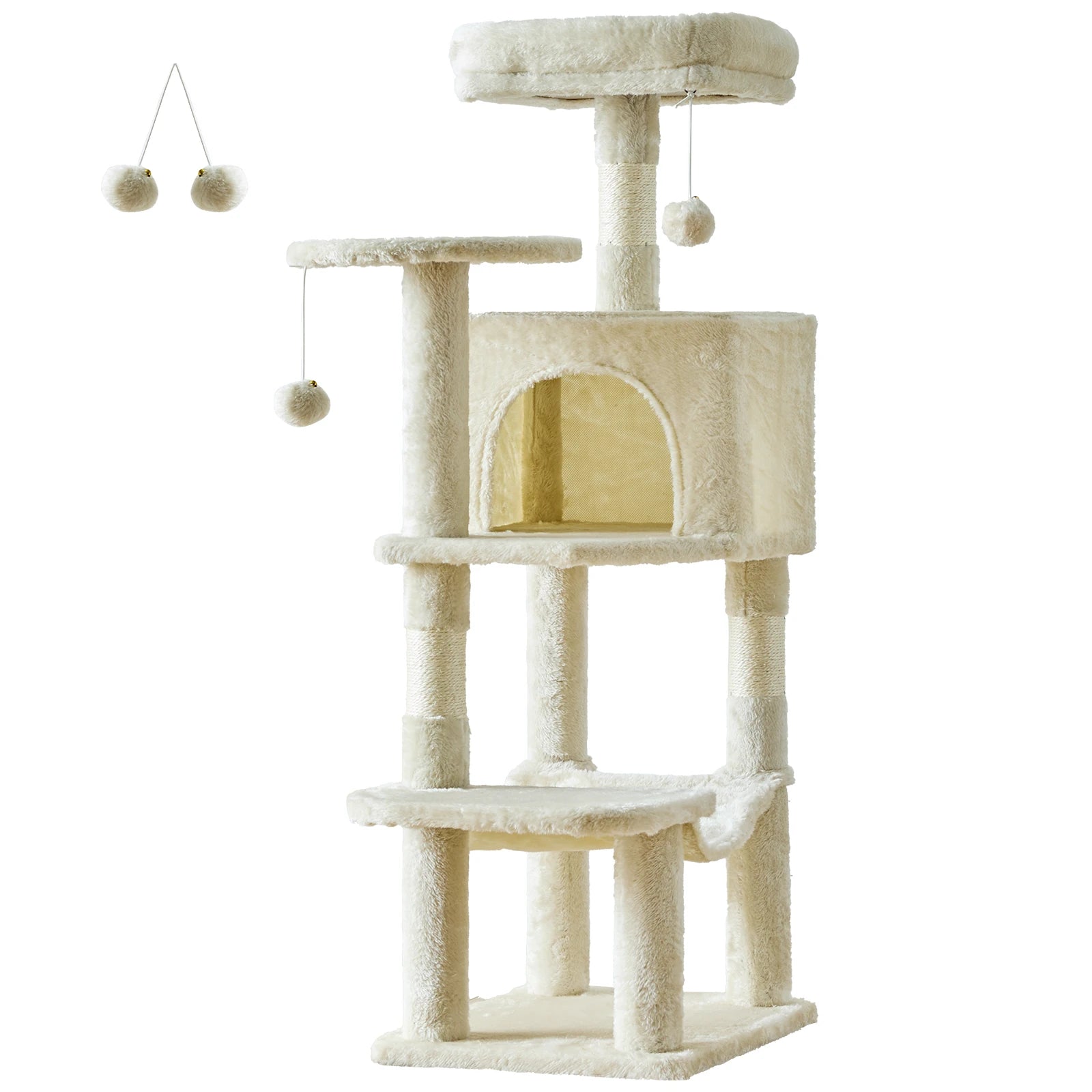 44In Cat Tree Tall Multi-Cat Climbing Tower for Cats  Natural Sisal Scratching Posts