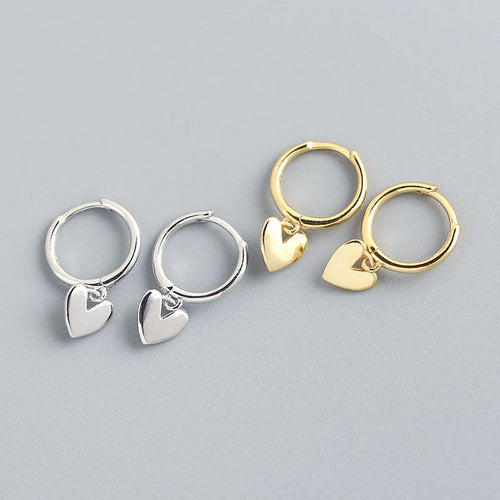 2 Pairs 925 Sterling Silver Heart Tassel Earrings Gold Plated Simple Fine Jewelry Anti-allergy