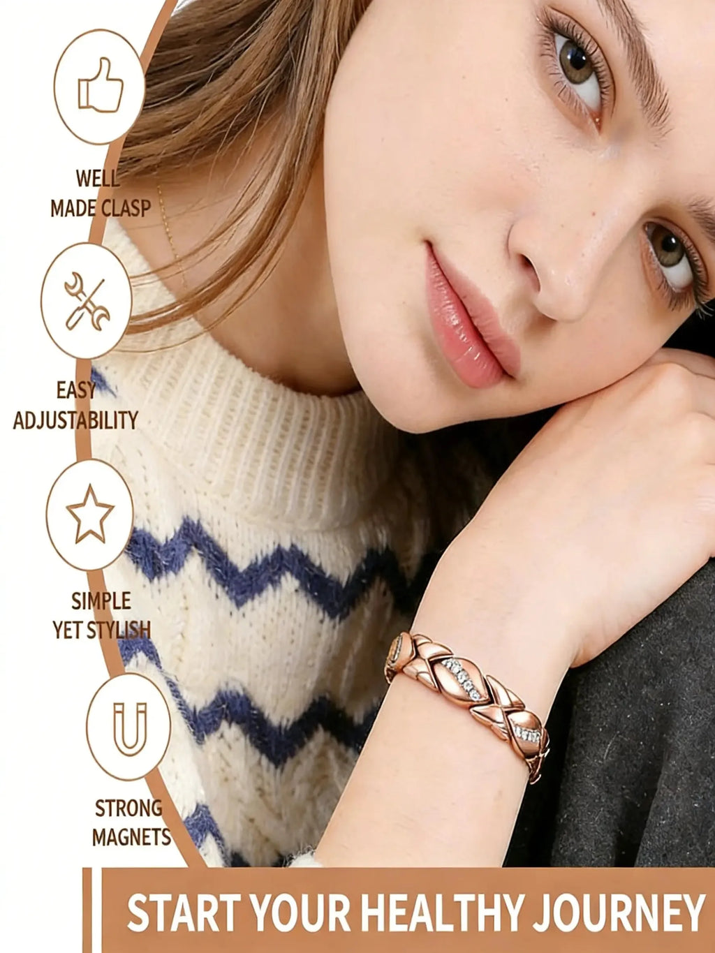 Copper Bracelet for Women, 99.99% Solid Pure Copper Megneetic Arthritis, Effective Neodymium Lympunclog, Titanium Steel Bracelets