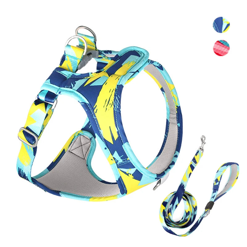 Dog Cat Harness Adjustable Vest Walking Lead Leash For Puppy Dogs Collar Polyester Mesh Harness