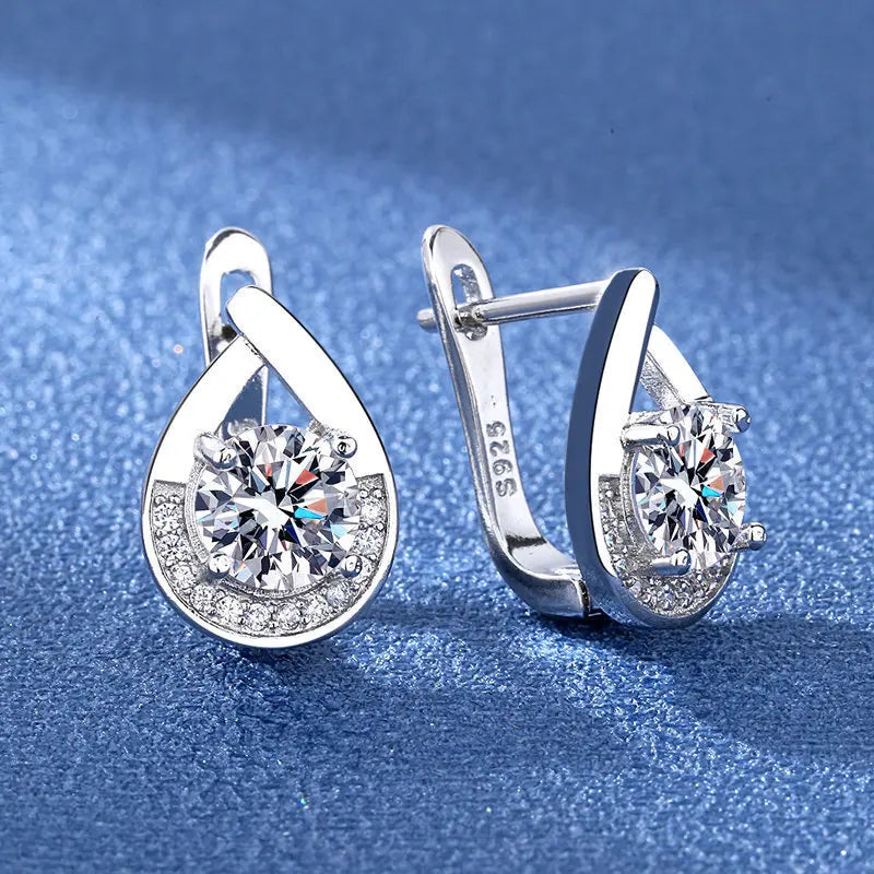 Luxury 925 Sterling Silver Earrings  High Quality White Zircon Earrings