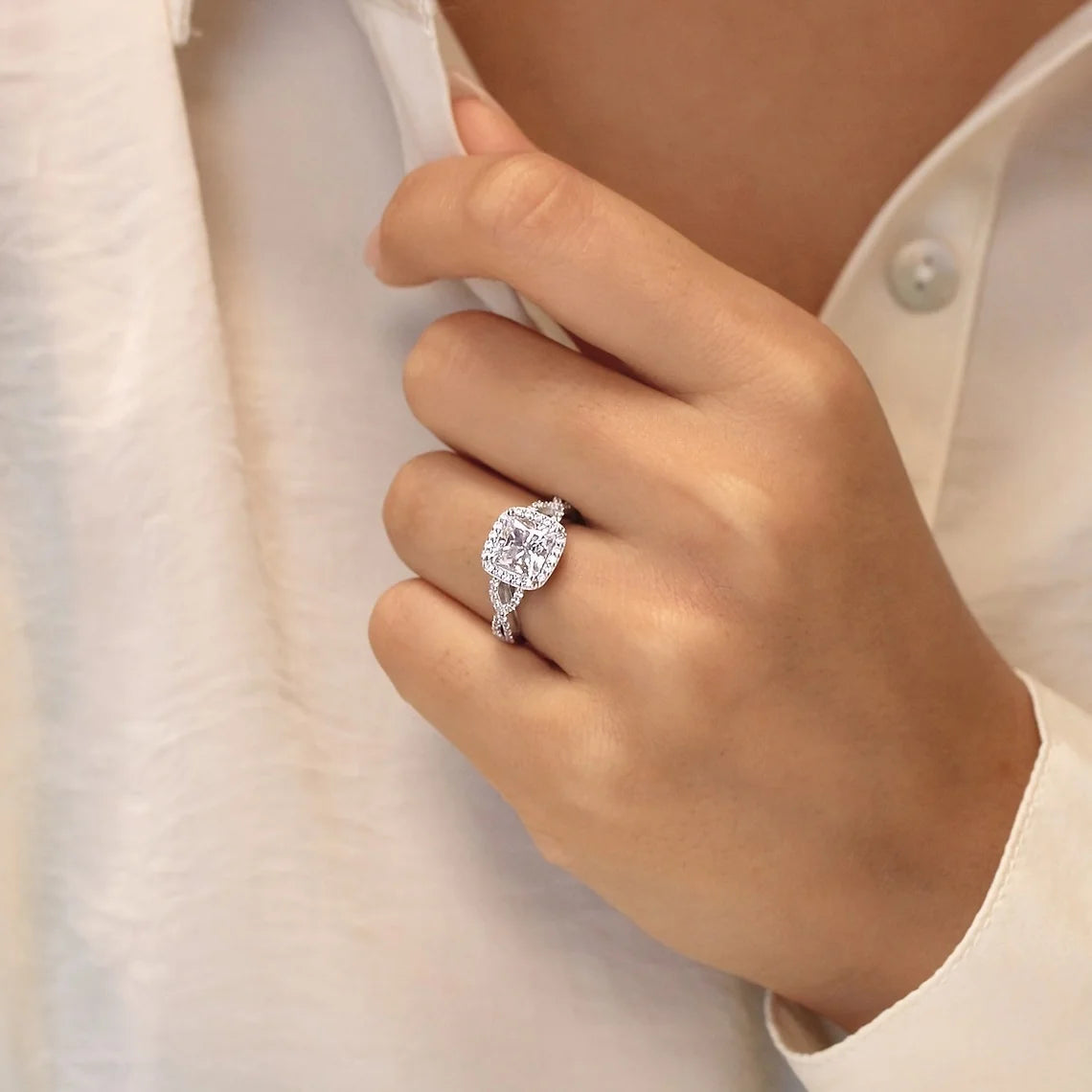 Exquisite Ring with Elegant Square Synthetic Zirconia