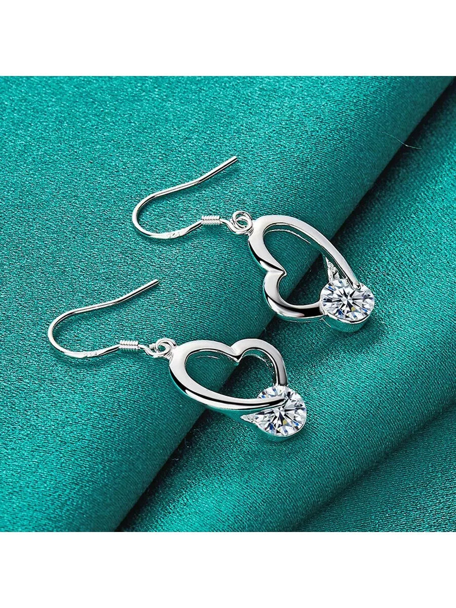 Heart Shape Crystal Drop Earrings Fashion Jewelry For Women