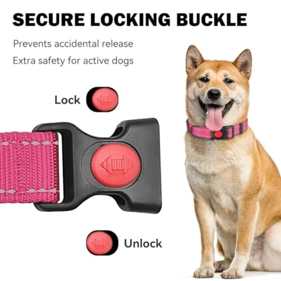 3 PCS Dog Collars for Small Dogs, Reflective Dog Collar Adjustable Soft Nylon with Safety Locking Buckle