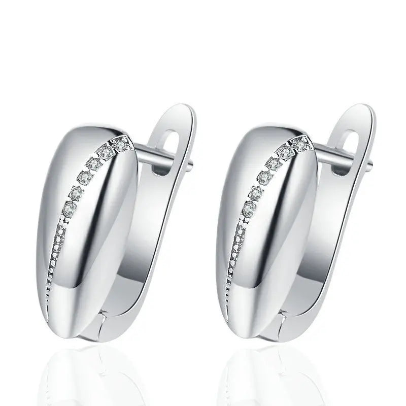 Luxury 925 Sterling Silver Earrings  High Quality White Zircon Earrings