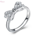 925 Sterling Silver Bowknot Bow Knot Cubic Zirconia Rhinestone Rings