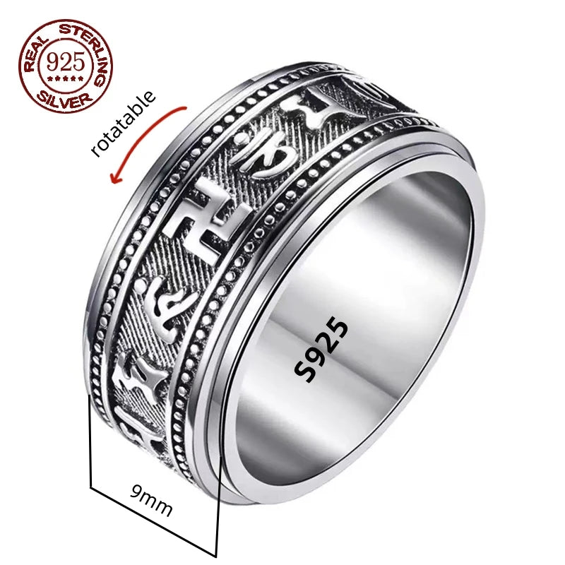 Simplicity Vintage S925 Sterling Silver Viking Rings for Men and Women