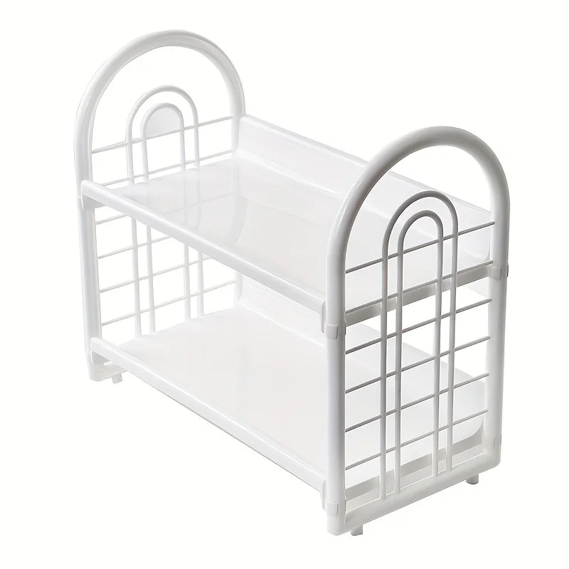 1pc Double Layer Multi-Functional Plastic Desktop Organizer Shelf for Cosmetics, Bedroom, and Dormitory Accessories