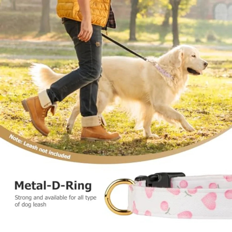 Cotton Handmade Dog Collar Cute and Distinctive Patterns White and Love with Pendant