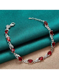 Red Crystal Chain Bracelet For Women