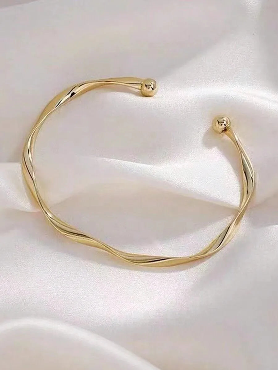 Mint Blue Twisted Adjustable Cuff Bangle For Women Fashion Jewelry