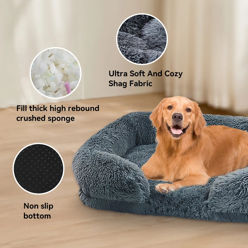 Thickened orthopedic dog bed for large dogs easy to remove and wash plush cover