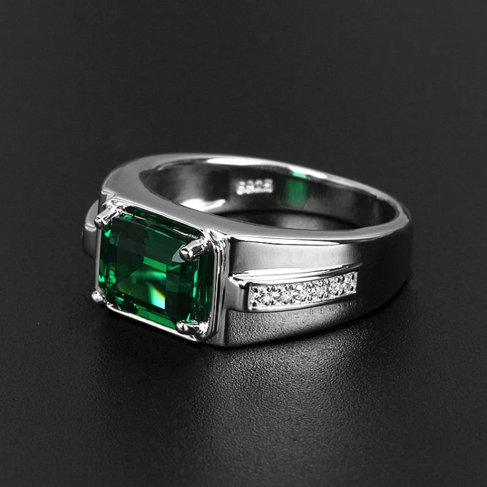 Men's fashion ring, set with synthetic gemstones – Business minimalist style men's ring