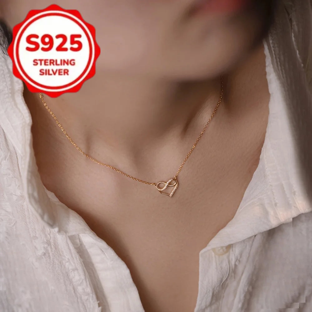 S925 Silver Infinite Love Necklace - Hypoallergenic Zircon Pendant, Elegant and Simple
