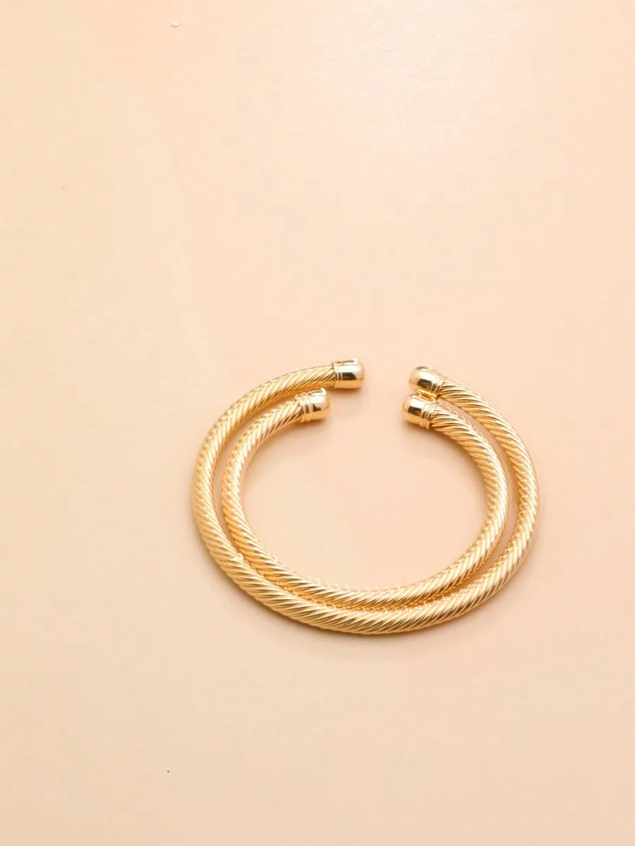 Metallic Minimalist Open Cuff Bracelet for Woman