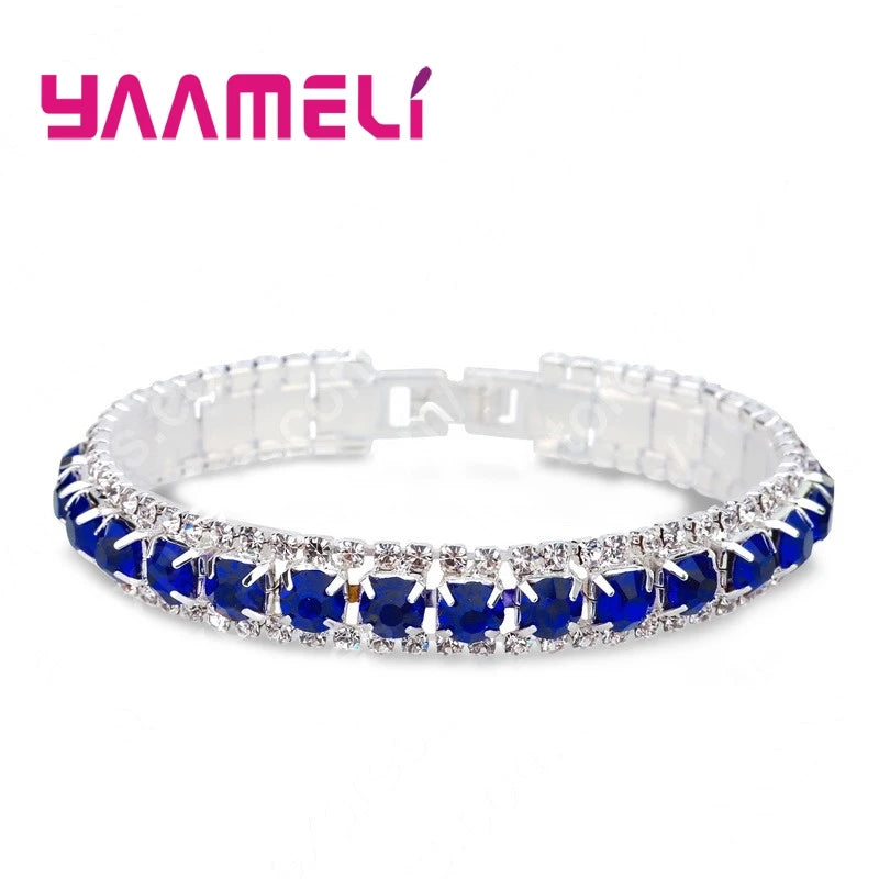 Top Sale 925 Sterling Silver Bracelets Full AAA Zircon Austrian Crystal Bangles