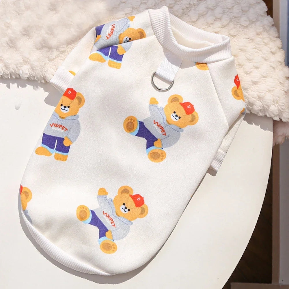 Universal Bear Pattern Pet T-shirt Pure Cotton Soft Breathable Dog Shirt for Medium to Large Dogs