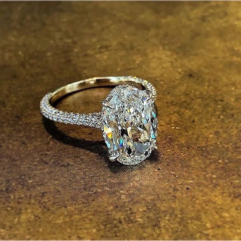 New 925 Sterling Silver Oval 4ct Lab Diamond Ring