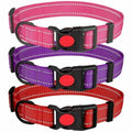 3 PCS Dog Collars for Small Dogs, Reflective Dog Collar Adjustable Soft Nylon with Safety Locking Buckle