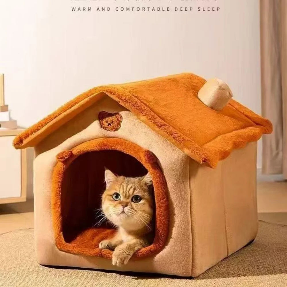 Dog House Style Bed - Removable Washable Pet Bed for Small Dogs