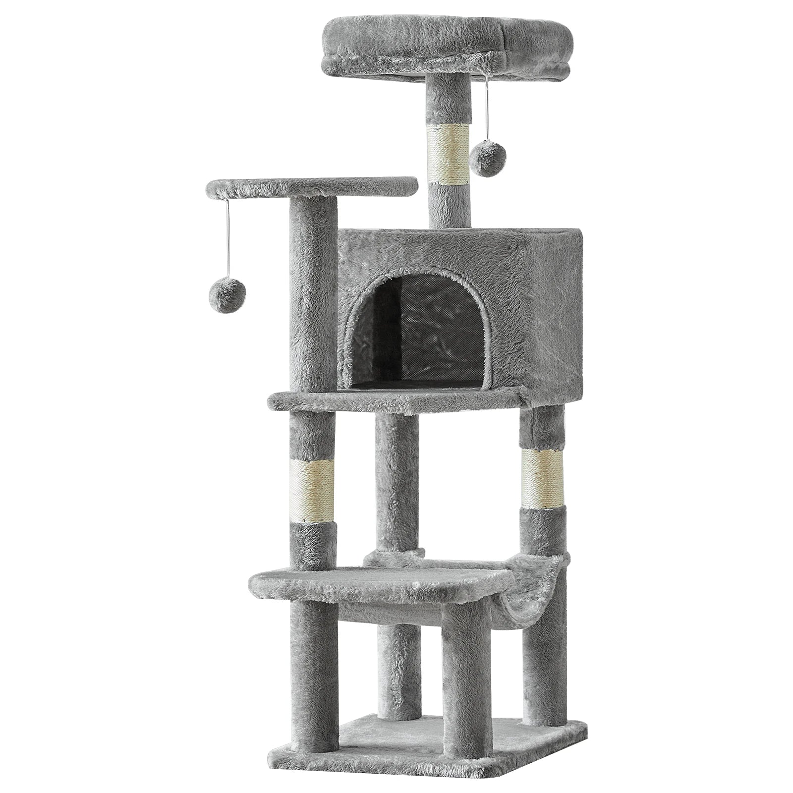 44In Cat Tree Tall Multi-Cat Climbing Tower for Cats  Natural Sisal Scratching Posts