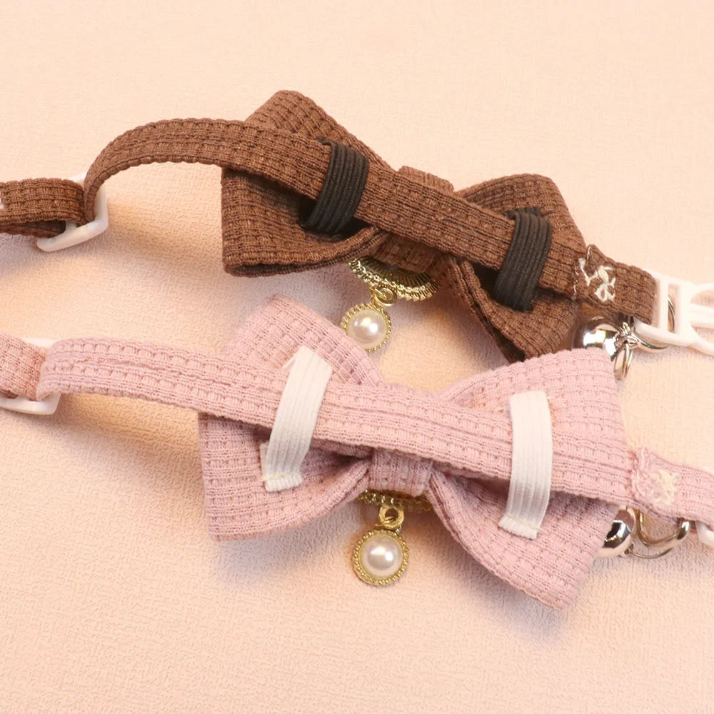 Pet collar retro pearl pendant pet puppy collar cute bow bell dog neck ring