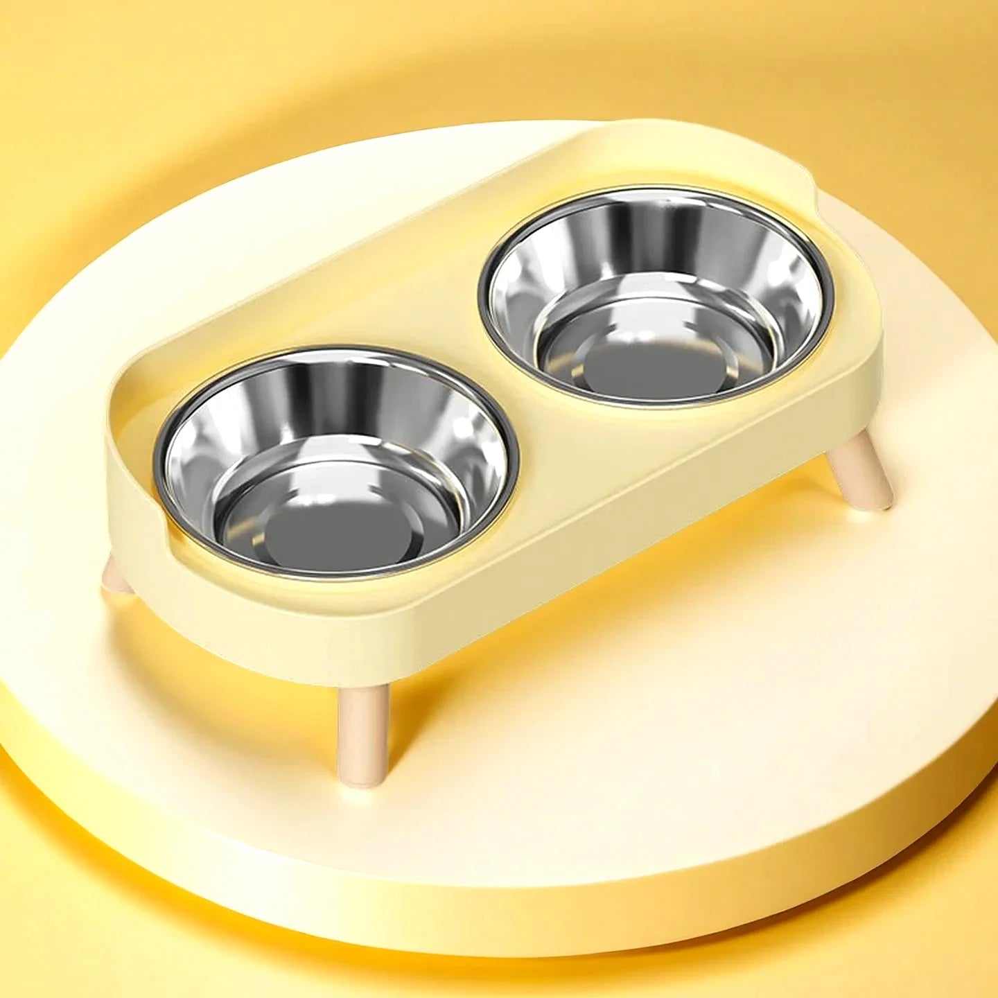 Colorful Elevated Pet Feeder: Dual Stainless Steel Bowls with Neck Support
