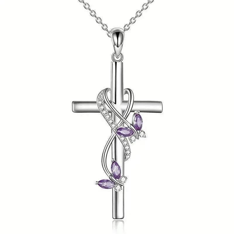 Stylish Exquisite Women's Necklace Elegant Butterfly Angel Wings Cross Pendant Necklace
