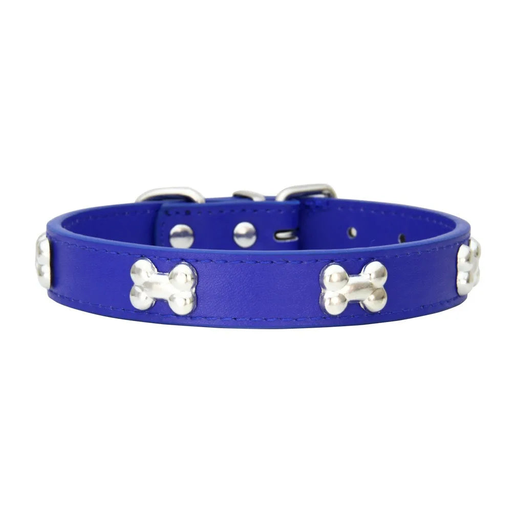 Bone Pattern Collar Durable Adjustable Small Dog Puppy Cat Safe PU Leather