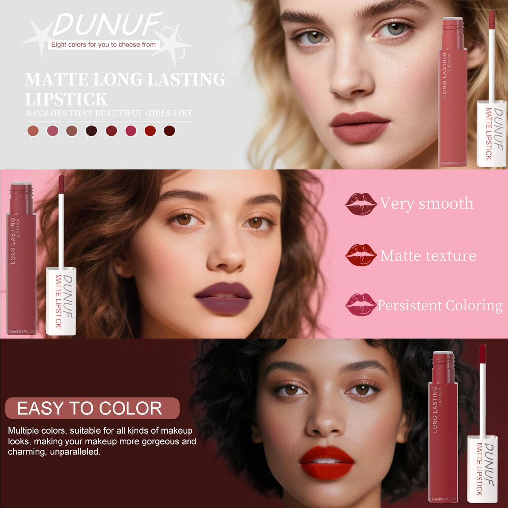8pc/set Long-Lasting Lip Gloss Matte Waterproof